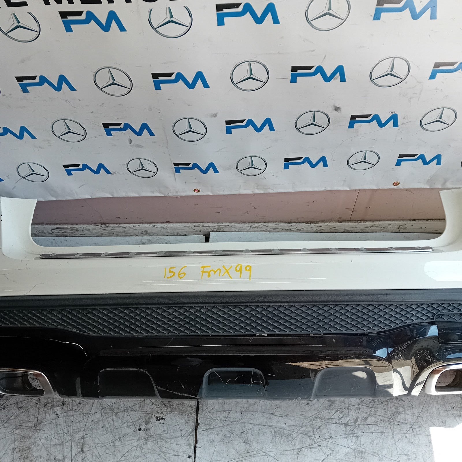 MERCEDES BENZ GLA X156 AMG WHITE REAR BUMPER 2014-19 A1568852825 COMPLETE FMX99