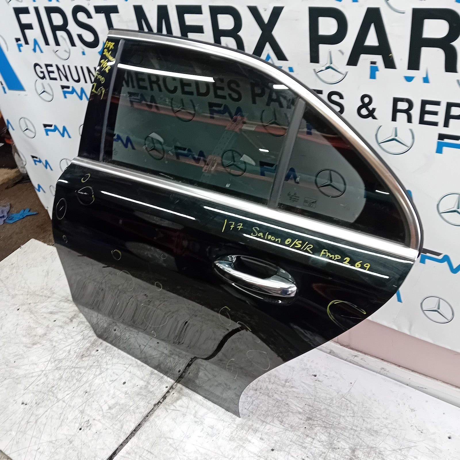 MERCEDES A-CLASS W177 SLN DRIVER REAR DOOR OSR BLACK 2018 ON COMPLETE FMD269