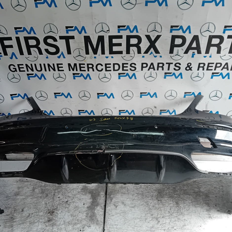 MERCEDES E-CLASS W213 SALOON REAR BUMPER BLACK 2016 A2138850001 FMX78 (DAMAGE)