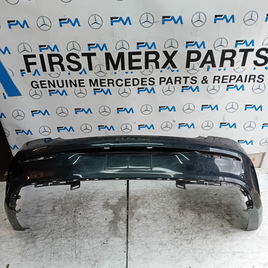 MERCEDES BENZ C-CLASS W205 COUPE REAR BUMPER 2015 BLACK COMPLETE FMX63
