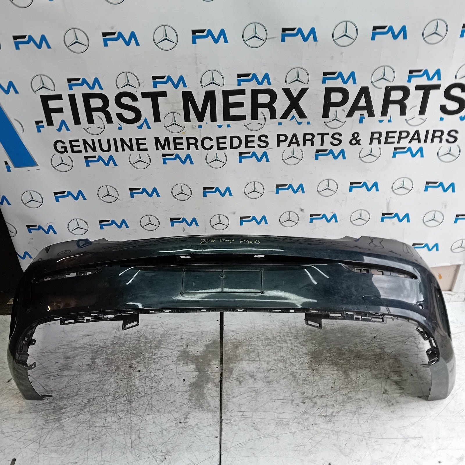 MERCEDES BENZ C-CLASS W205 COUPE REAR BUMPER 2015 BLACK COMPLETE FMX63