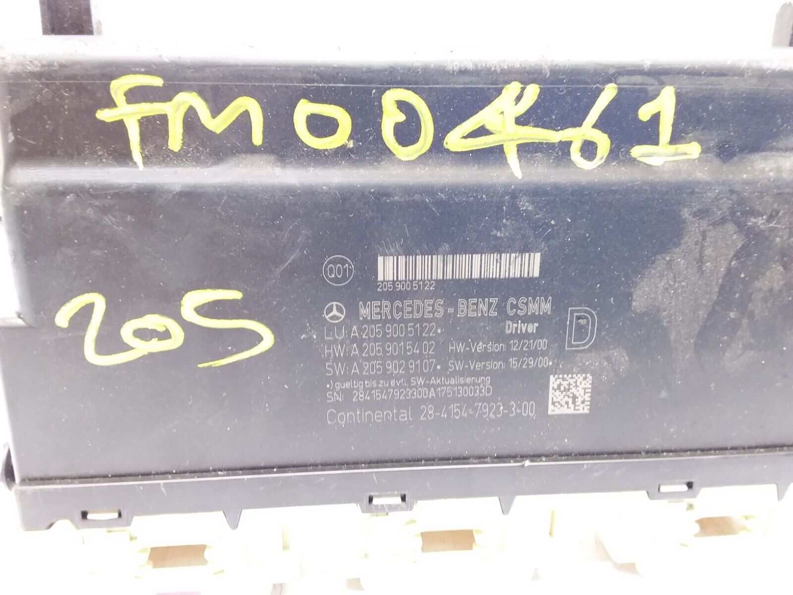 MERCEDES C-CLASS W205 FRONT RIGHT SEAT CONTROL MODULE A2059005122 FM00461
