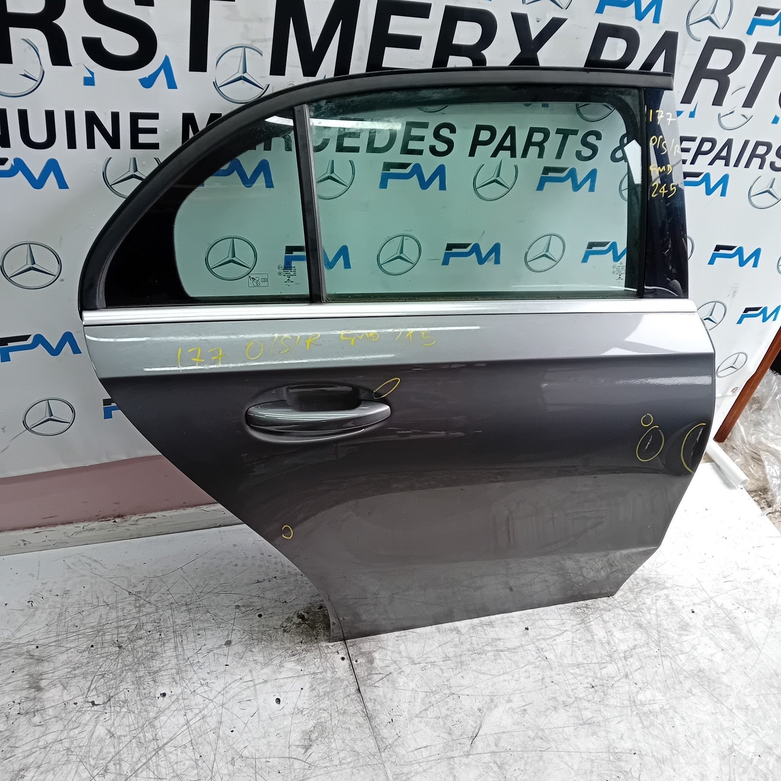 MERCEDES A-CLASS W177 DRIVER  REAR DOOR OSR GREY 2018 ON COMPLETE FMD245