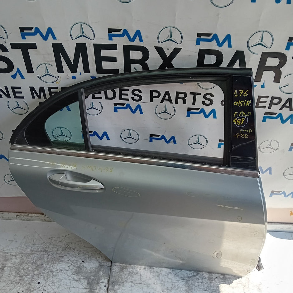 MERCEDES BENZ  A-CLASS W176 DRIVER REAR DOOR OSR 2012 SILVER COMPLETE FMD488
