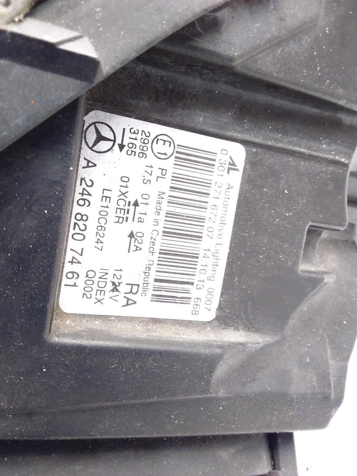 2013 MERCEDES B-CLASS W246 HEADLIGHT DRIVER OS A2468207461 FMH123 (DAMAGED)