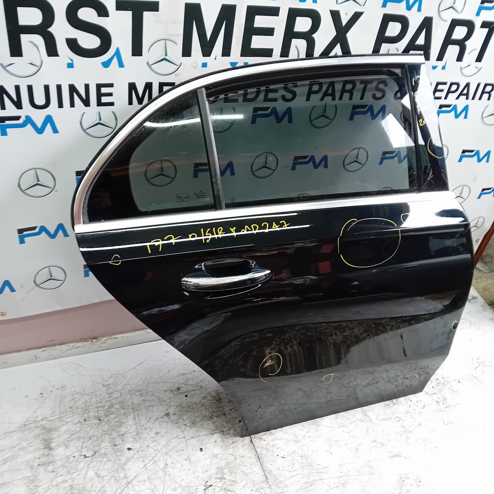 MERCEDES A-CLASS W177 DRIVER REAR DOOR OSR BLACK 2018 ON COMPLETE FMD247