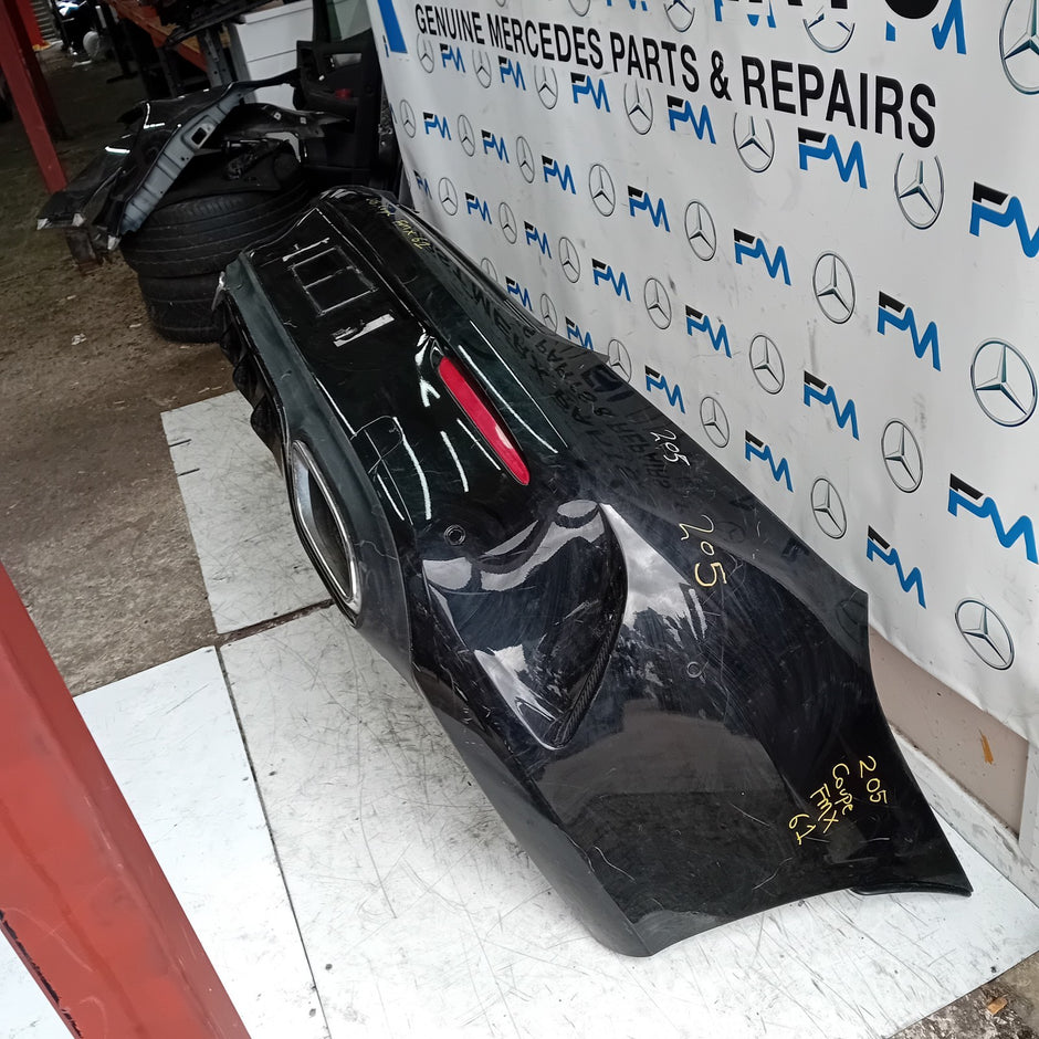 MERCEDES BENZ C-CLASS W205 COUPE REAR BUMPER 2015 BLACK COMPLETE FMX61