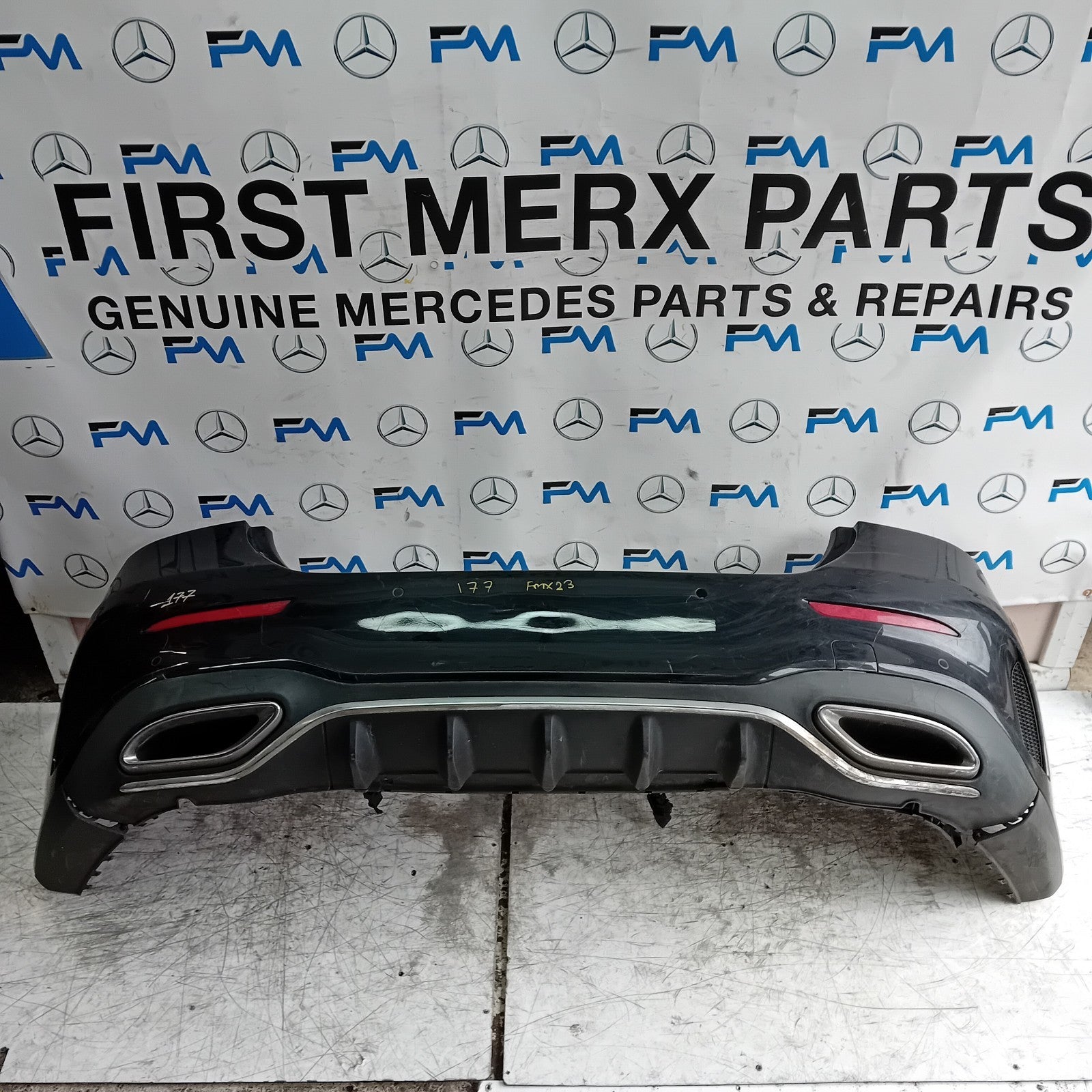 MERCEDES BENZ  A-CLASS W177 REAR BUMPER 2018 A1778800002 BLACK COMPLETE FMX23