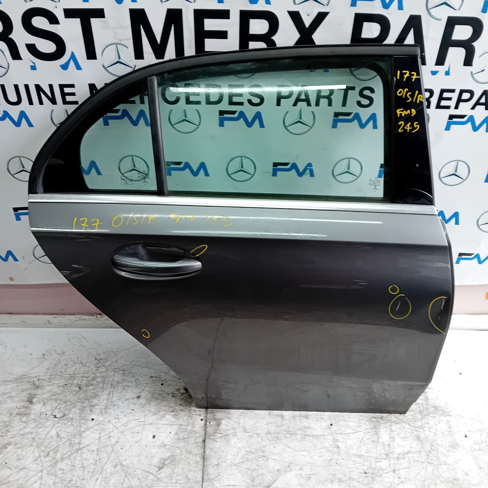 MERCEDES A-CLASS W177 DRIVER  REAR DOOR OSR GREY 2018 ON COMPLETE FMD245