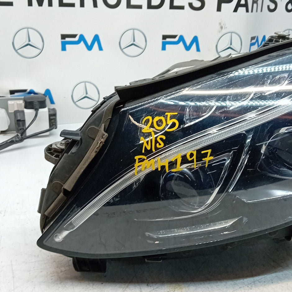 MERCEDES C-CLASS W205 HEADLIGHT PASSENGER NS LEFT A2059060605 INTELLIGENT FMH197