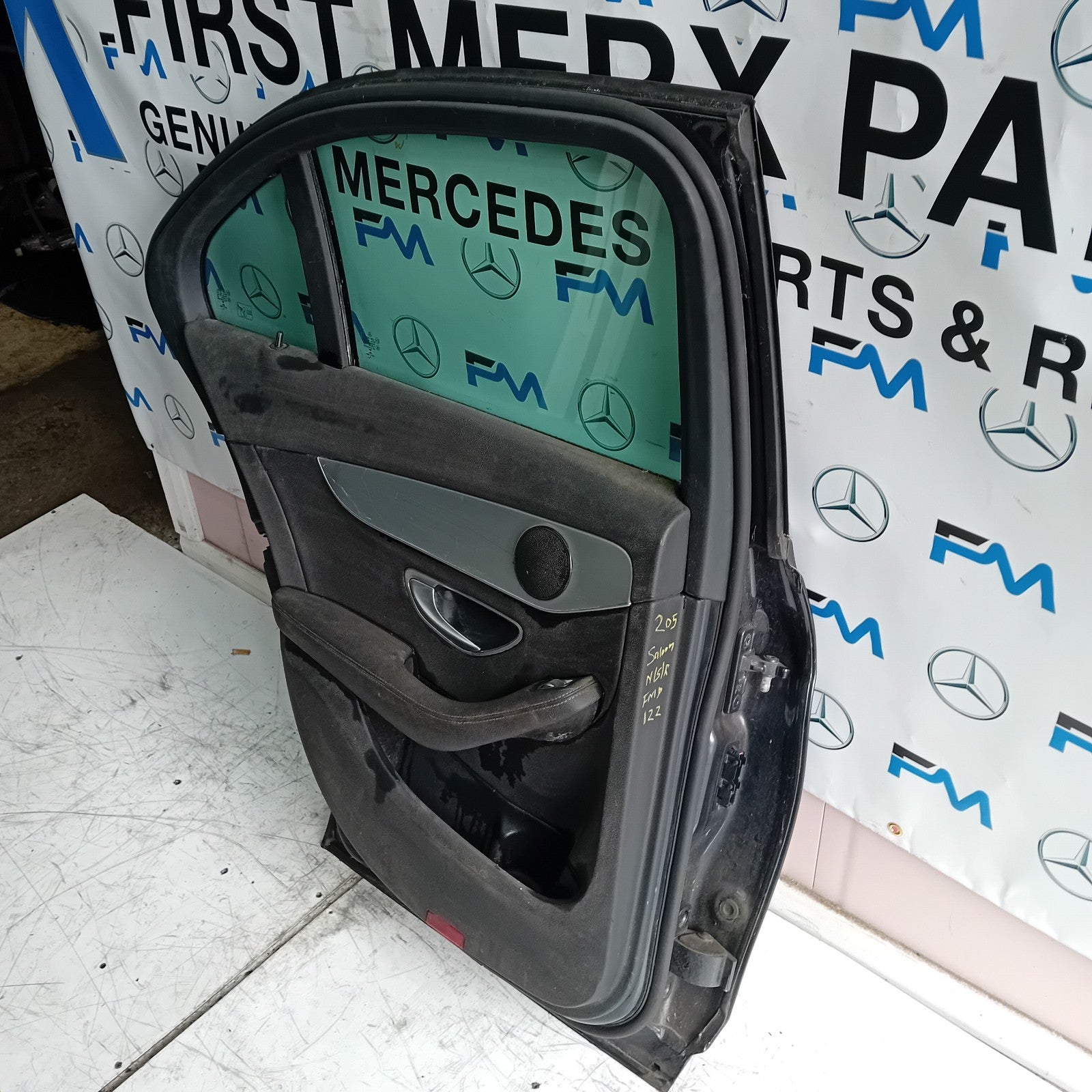 MERCEDES BENZ C-CLASS W205 PASSENGER SIDE REAR DOOR N/S/R GREY FMD122