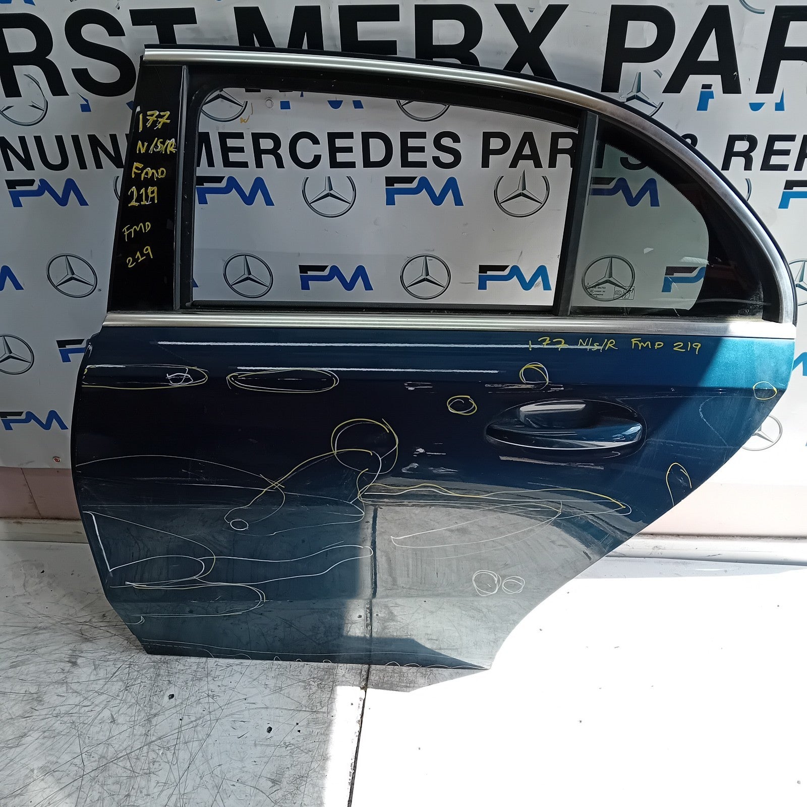 MERCEDES A-CLASS W177 SLN PASSENGER REAR DOOR NSR BLUE 2016 ON COMPLETE FMD219