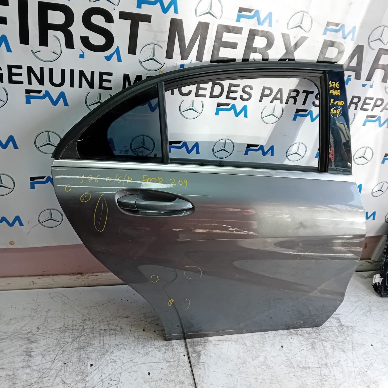 MERCEDES BENZ  A-CLASS W176 DRIVER REAR DOOR OSR GREY 2012- 2018 COMPLETE FMD209