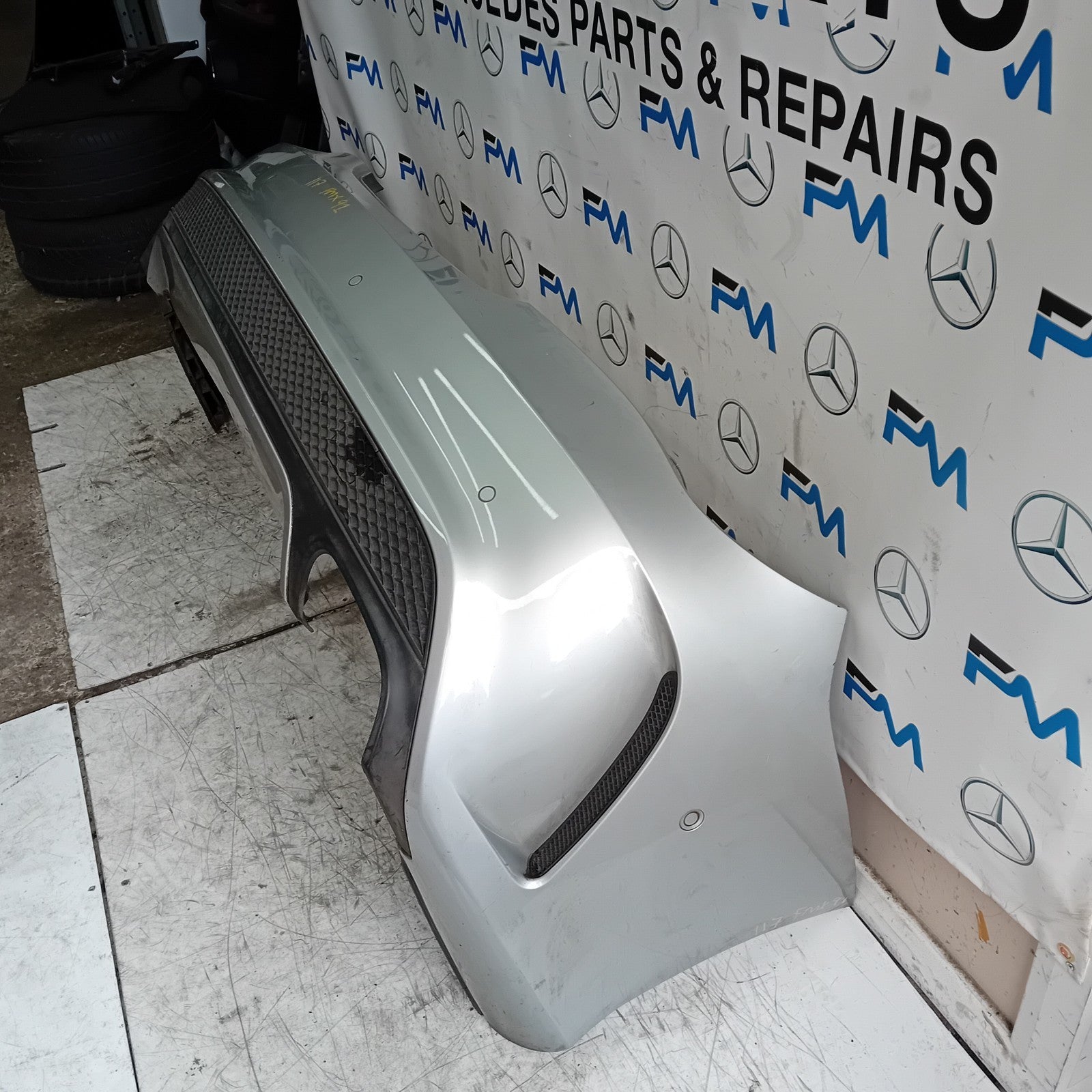 MERCEDES BENZ CLA W117 REAR BUMPER SILVER 2013-19 A1178851065 FMX91