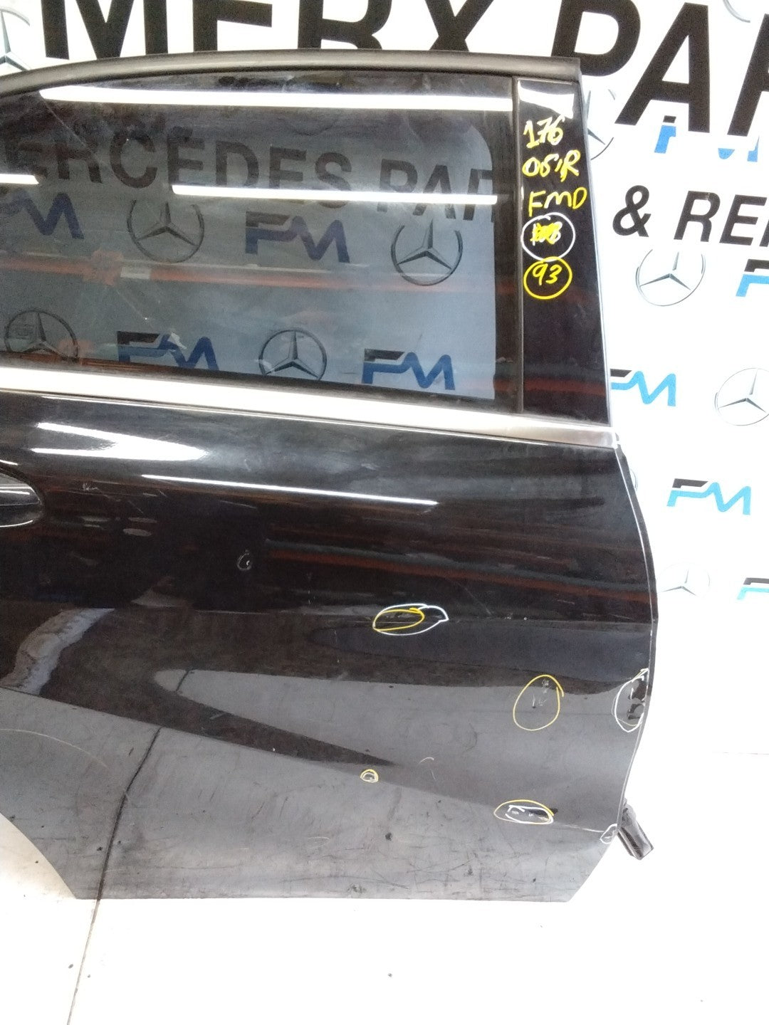 MERCEDES BENZ  A-CLASS W176 DRIVER SIDE REAR DOOR O/S/R COMPLETE BLACK FMD93