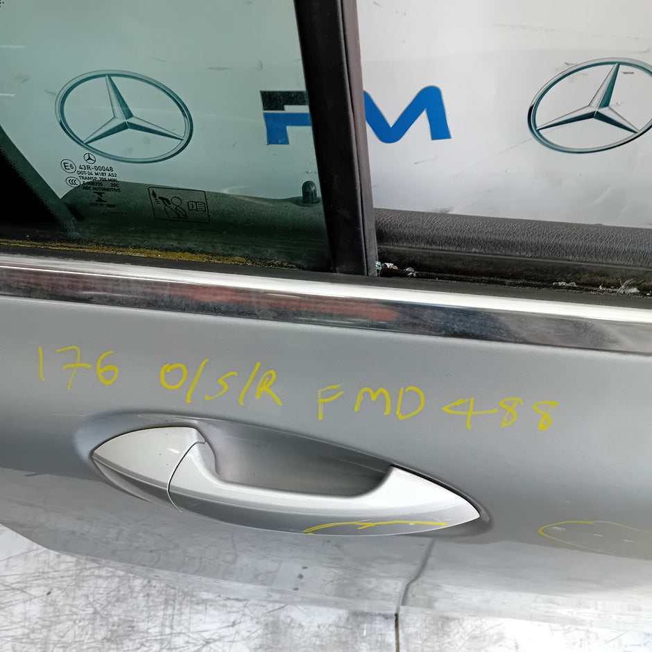 MERCEDES BENZ  A-CLASS W176 DRIVER REAR DOOR OSR 2012 SILVER COMPLETE FMD488