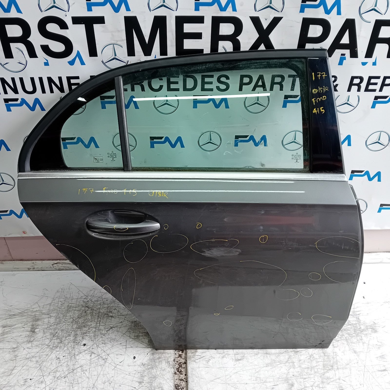 MERCEDES A-CLASS W177 DRIVER REAR DOOR OSR GREY COMPLETE 2018 ON FMD415
