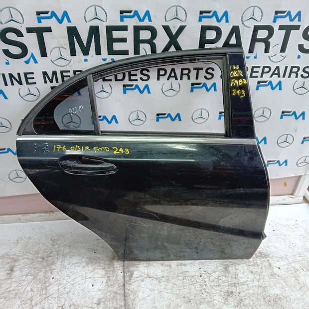 MERCEDES A-CLASS W176 DRIVER REAR DOOR OSR BLACK 2012-18 COMPLETE FMD243