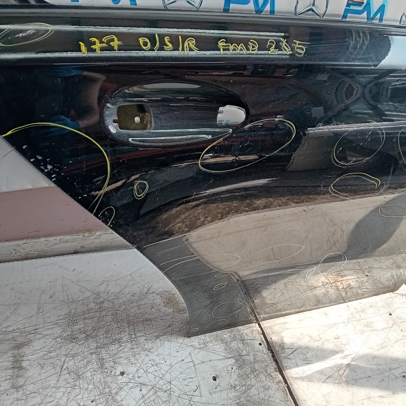 MERCEDES A-CLASS W177 SLN DRIVER REAR DOOR OSR 2018 ON BLACK FMD285