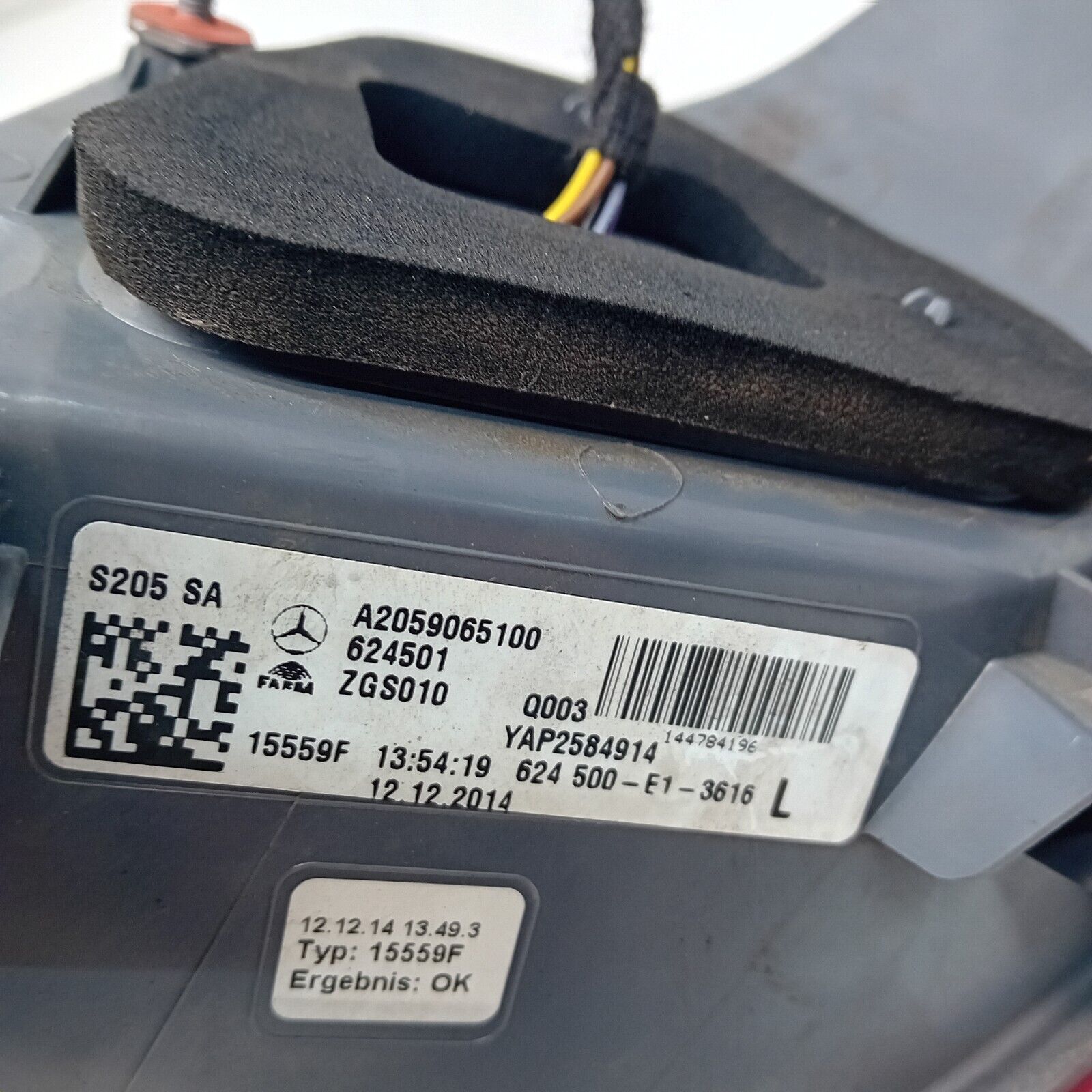 MERCEDES C-CLASS W205 COUPE 2019 REAR PASSENGER N/S TAIL LIGHT A2059063105 FMT41