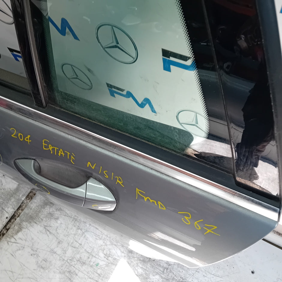 MERCEDES C-CLASS S204 EST PASSENGER REAR DOOR NSR 2014 ON SILVER COMPLETE FMD367