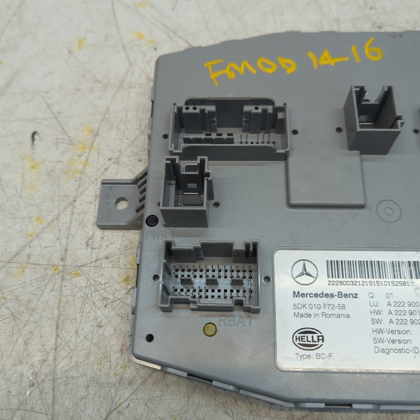 MERCEDES S-CLASS REAR SAM CONTROL MODULE W222 A2229006212 2016 FM001416