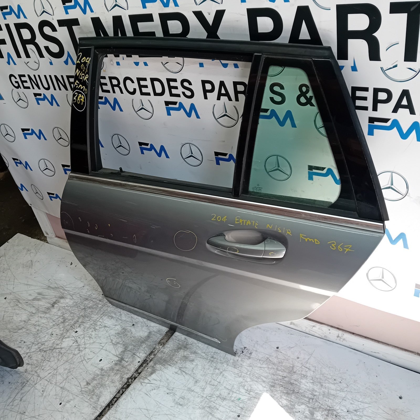 MERCEDES C-CLASS S204 EST PASSENGER REAR DOOR NSR 2014 ON SILVER COMPLETE FMD367