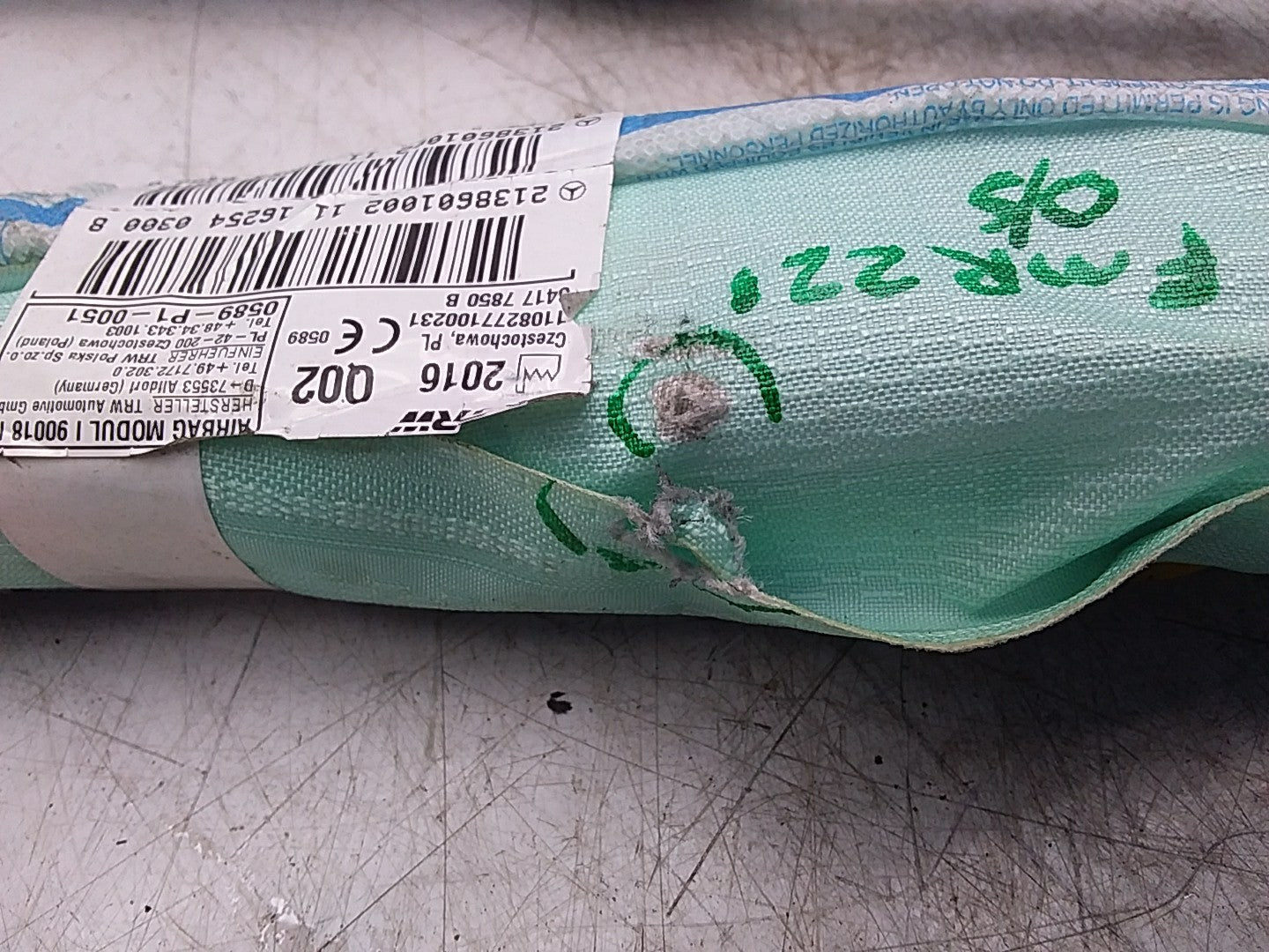 MERCEDES E-CLS W213 SLN CURTAIN ROOF AIRBAG  RIGHT DRIVERSIDE A2138601002 FMR221