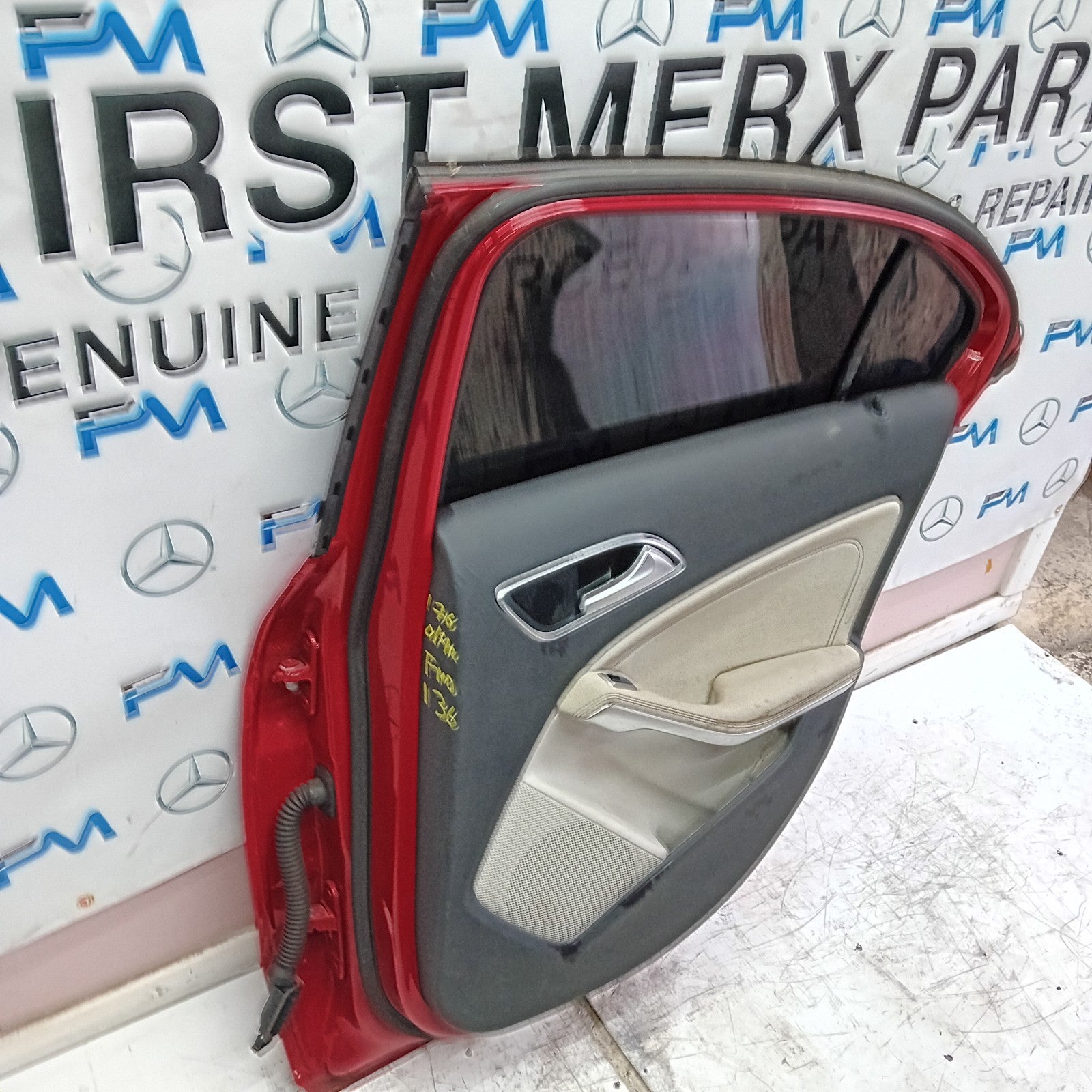 MERCEDES BENZ  A-CLASS W176 DRIVER SIDE REAR DOOR O/S/R RED COMPLETE FMD136