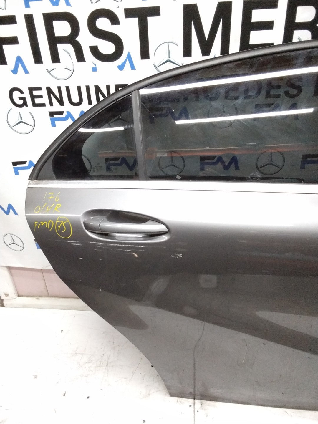 MERCEDES BENZ A-CLASS W176 DRIVER SIDE REAR DOOR O/S/R COMPLETE GREY FMD75