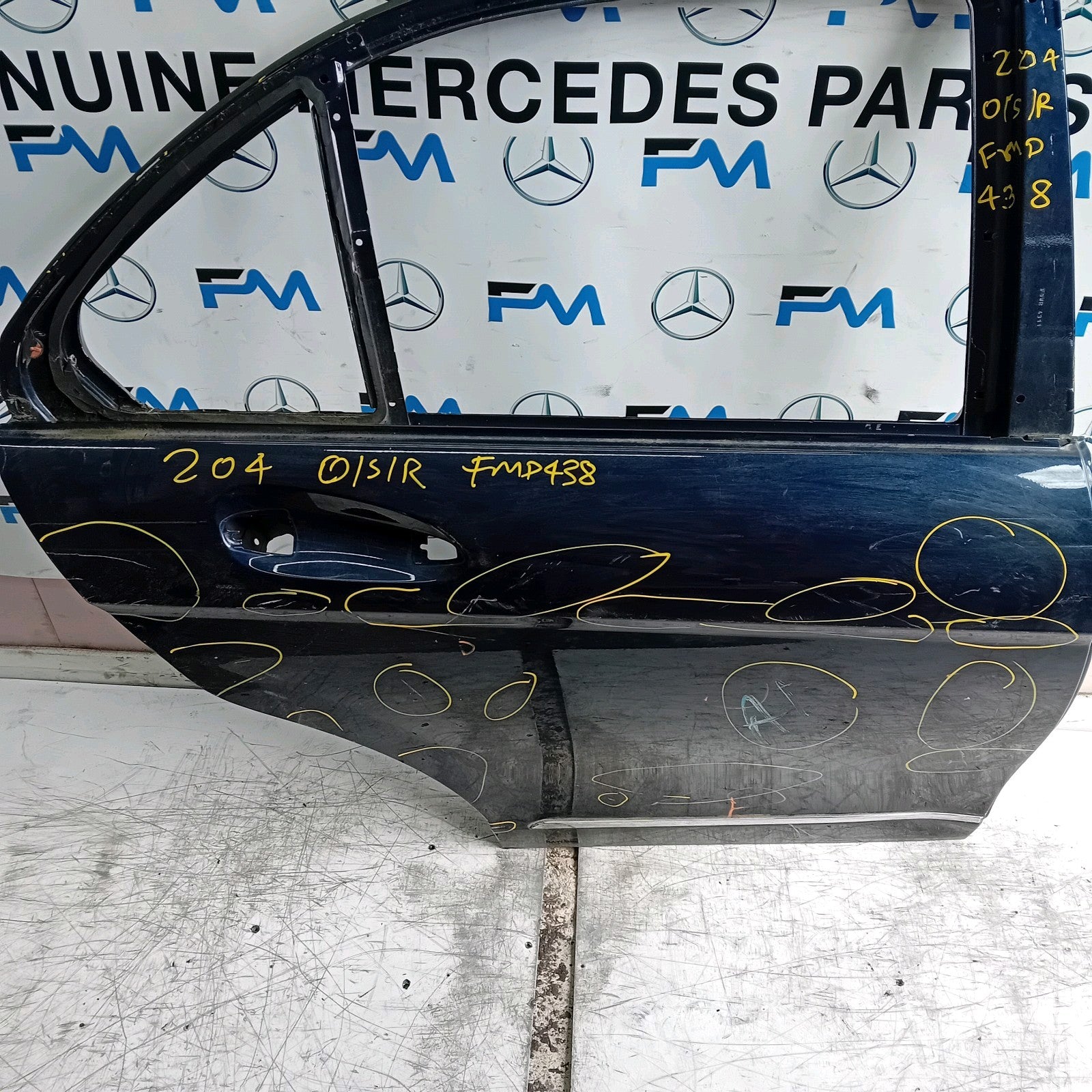 MERCEDES C-CLASS W204 SLN DRIVER REAR DOOR OSR BLUE 2009-2014 FMD438