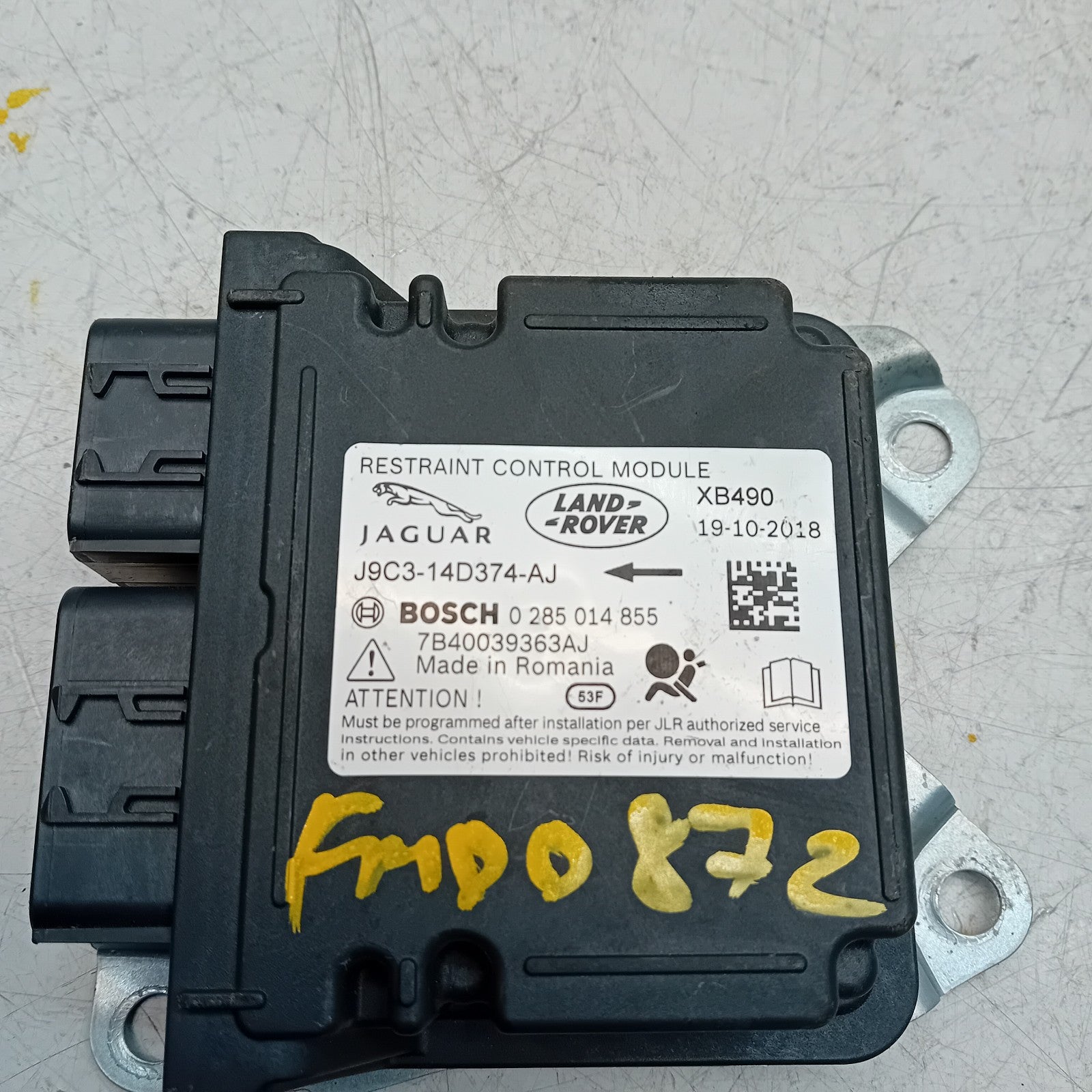 LANDROVER DISCOVERY SPORT 2016 RESTRAINT CONTROL MODULE J9C3-14D374-AJ FM00872