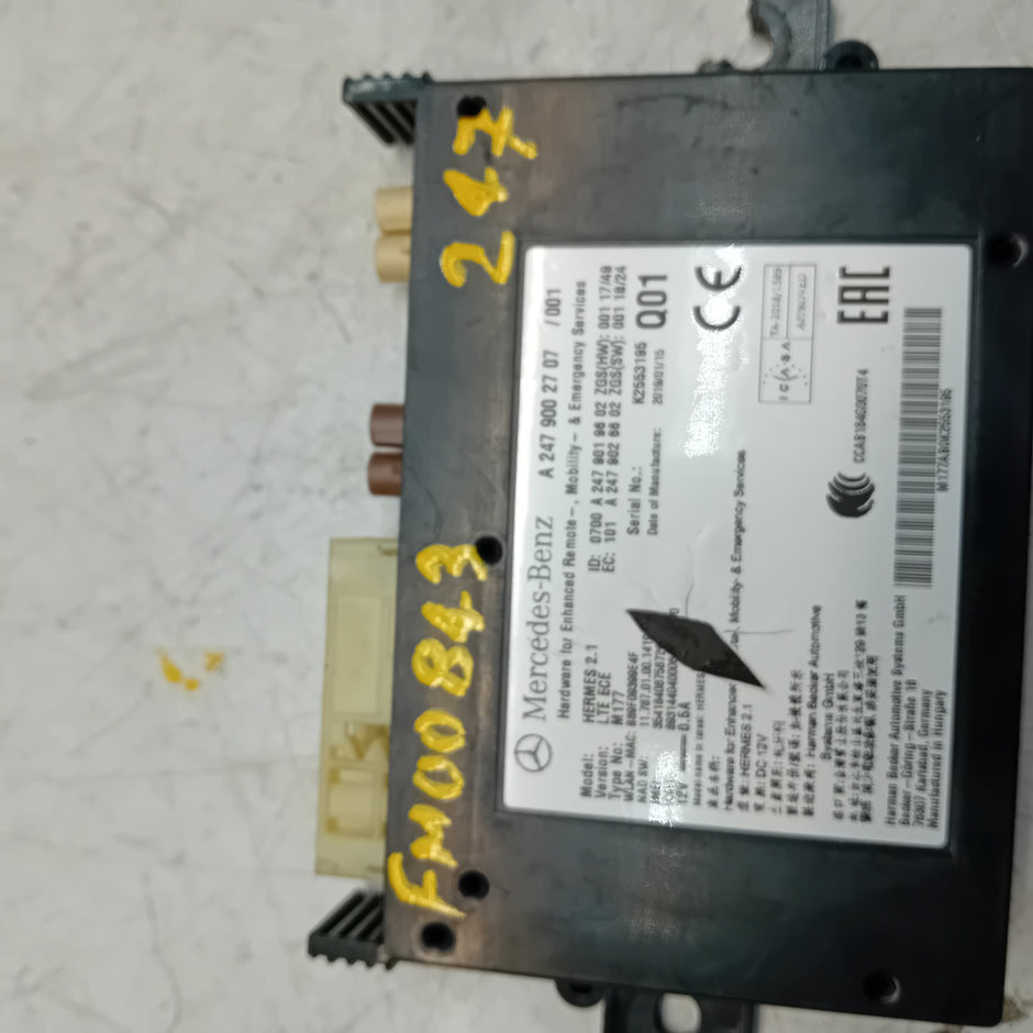 Mercedes W247 Bluetooth Hermes LTE Control Unit Module A2479002707 FM00843