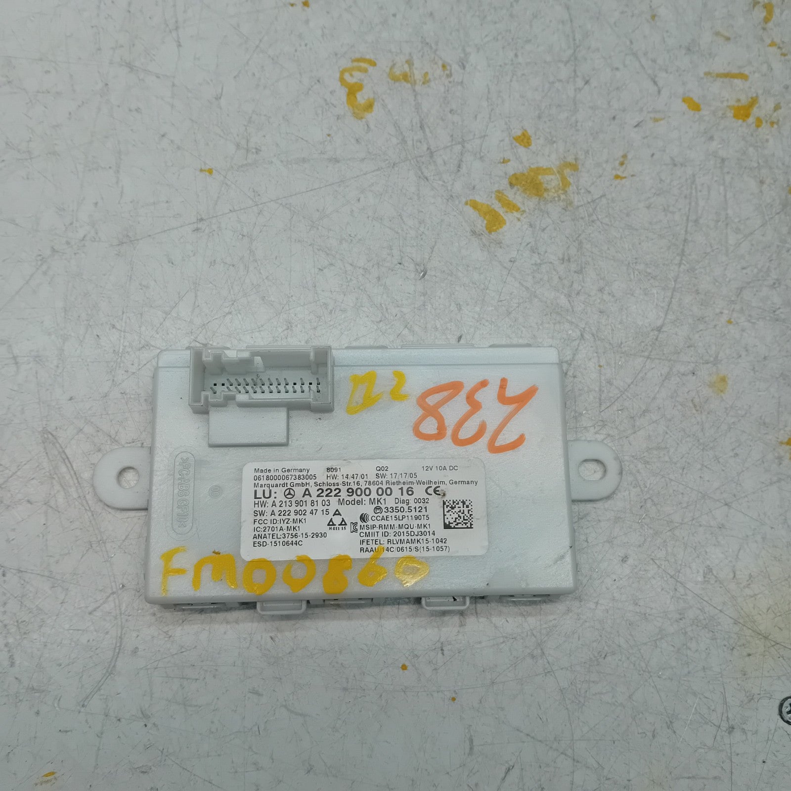 MERCEDES BENZ S-CLASS KEYLESS GO CONTROL UNIT W222 A2229000016 FM00860