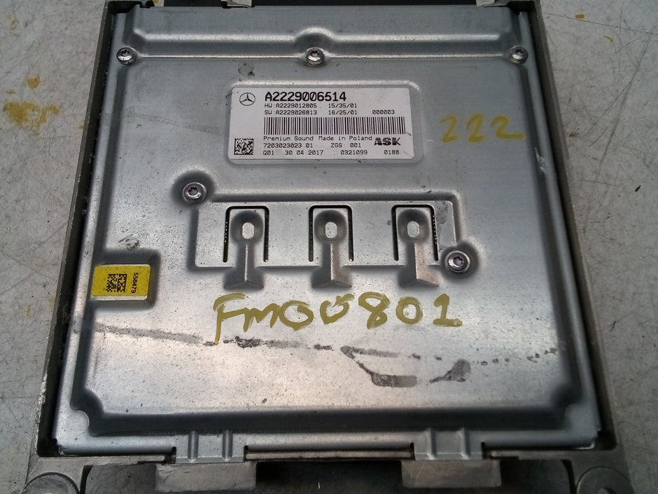MERCEDES BENZ S-CLASS W222 PREMIUM SOUND SYSTEM AMPLIFIER A2229006514 FM00801