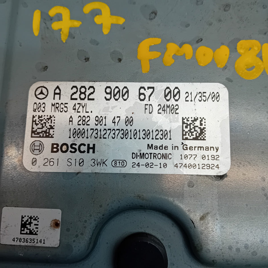 MERCEDES  A-CLASS W177 2018 ENGINE  ECU CONTROL MODULE A2829006700 FM00813