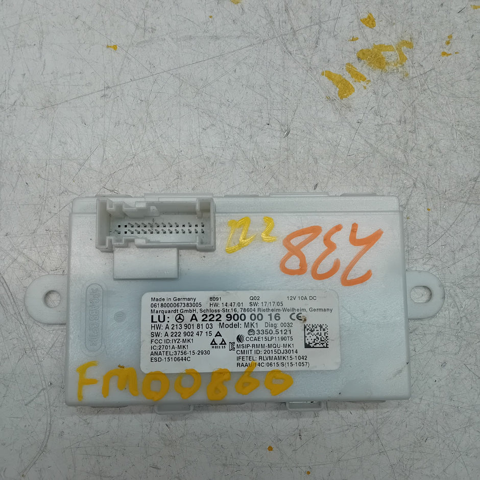 MERCEDES BENZ S-CLASS KEYLESS GO CONTROL UNIT W222 A2229000016 FM00860