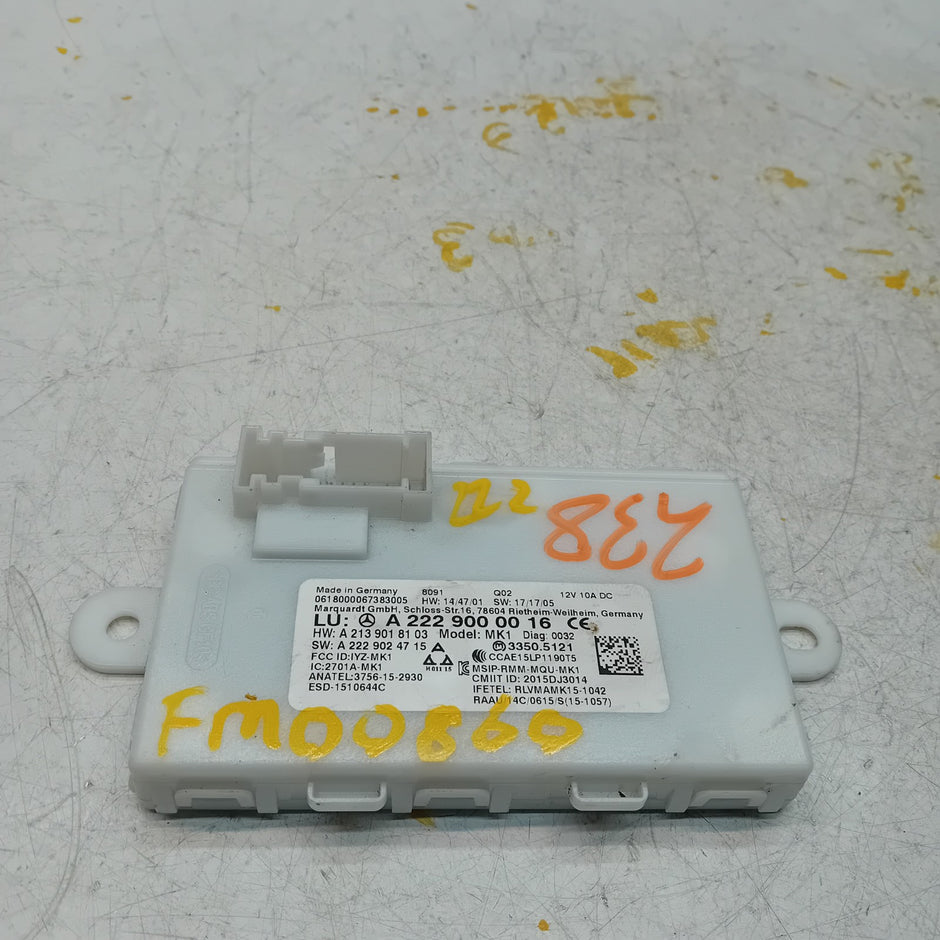 MERCEDES BENZ S-CLASS KEYLESS GO CONTROL UNIT W222 A2229000016 FM00860