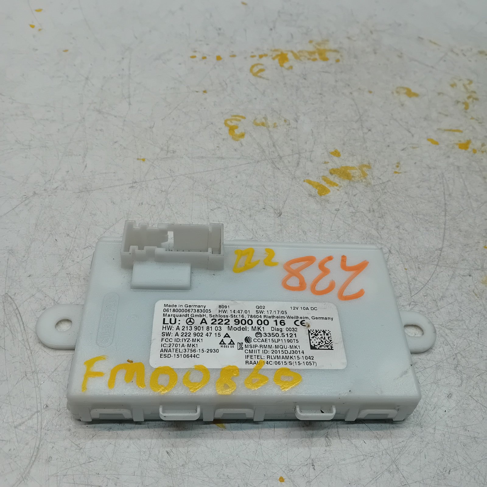 MERCEDES BENZ S-CLASS KEYLESS GO CONTROL UNIT W222 A2229000016 FM00860