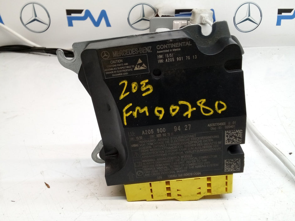 MERCEDES C-CLASS AIRBAG CONTROL MODULE W205 A2059009427 FM00780