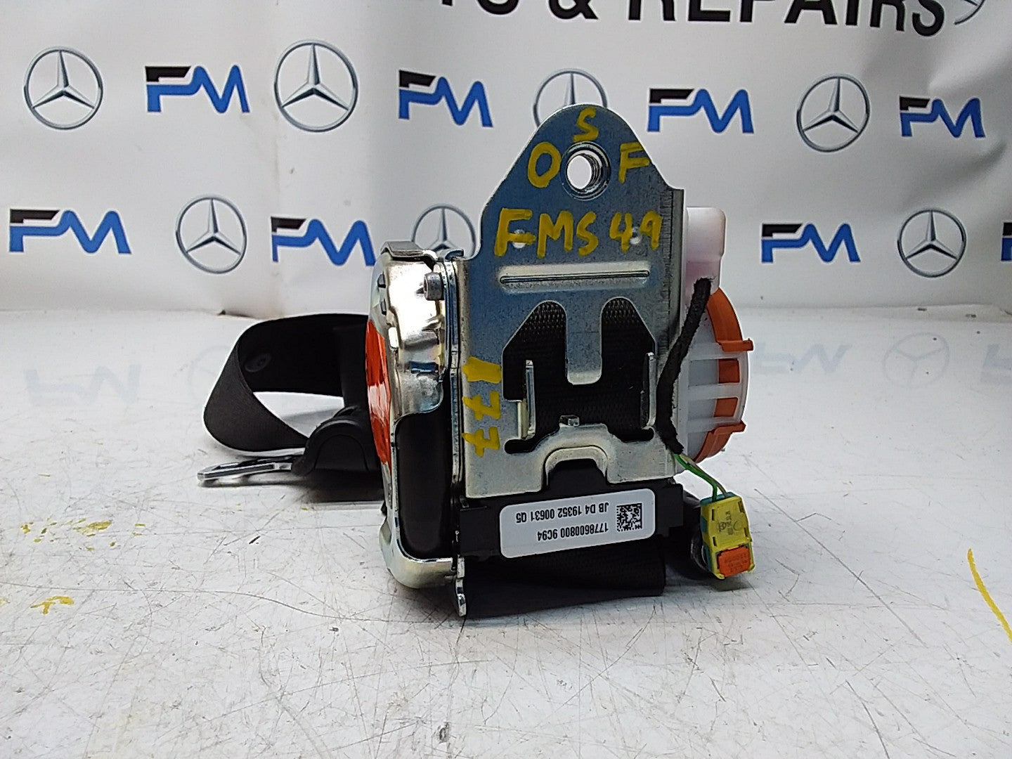 MERCEDES A CLASS  FRONT RIGHT SEAT BELT WITH PRETENSIONER A1778600800 FMS49 OSF