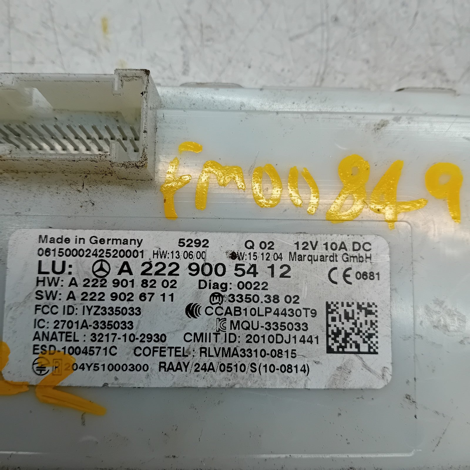 MERCEDES BENZ S-CLASS KEYLESS GO CONTROL UNIT W222 A2229005412 FM00849