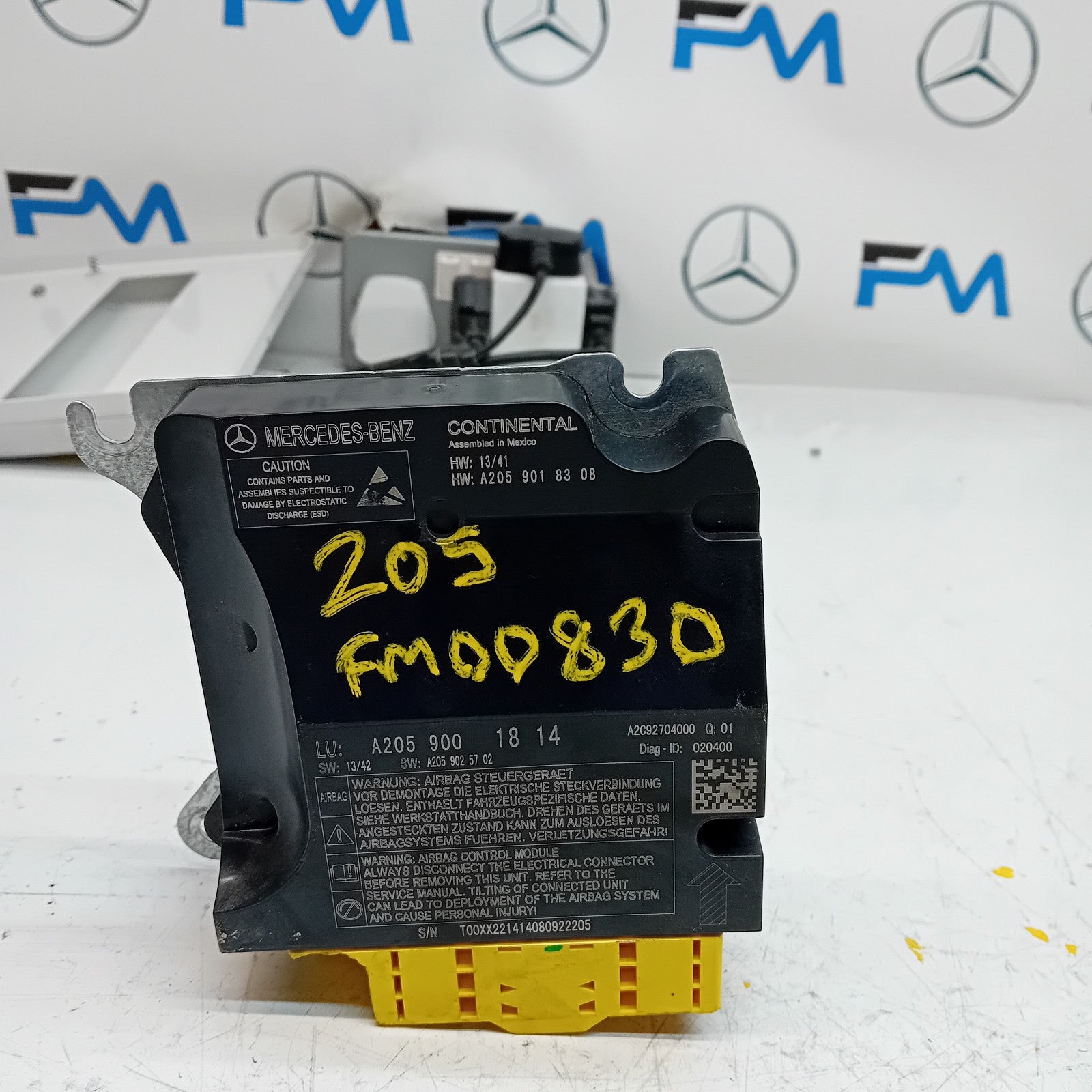 MERCEDES C-CLASS AIRBAG CONTROL MODULE W205 A2059001814 FM00830