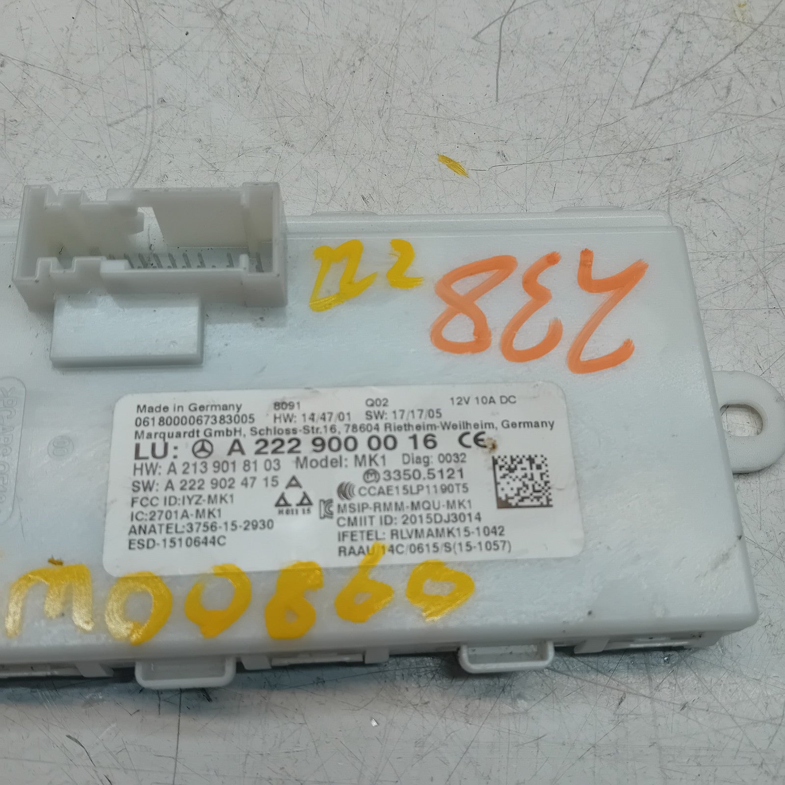 MERCEDES BENZ S-CLASS KEYLESS GO CONTROL UNIT W222 A2229000016 FM00860
