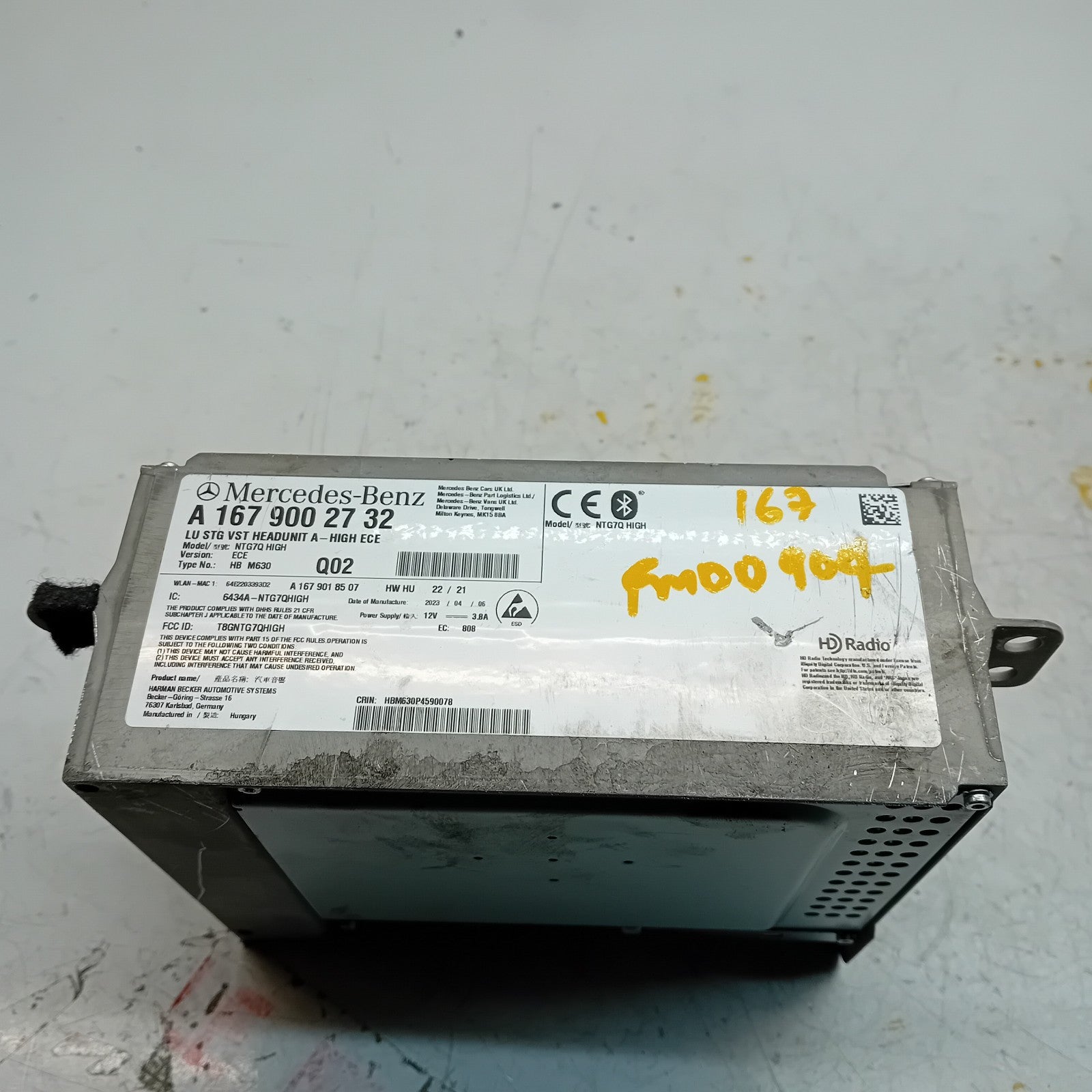 MERCEDES BENZ M-CLASS W167 RADIO SAT HEAD UNIT NTG7Q HIGH A1679002732 FM00904