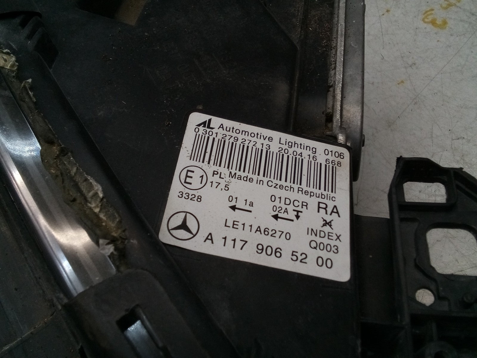 MERCEDES CLA W117 HEADLIGHT DRIVER OS RIGHT A1179065200 2015 FMH173