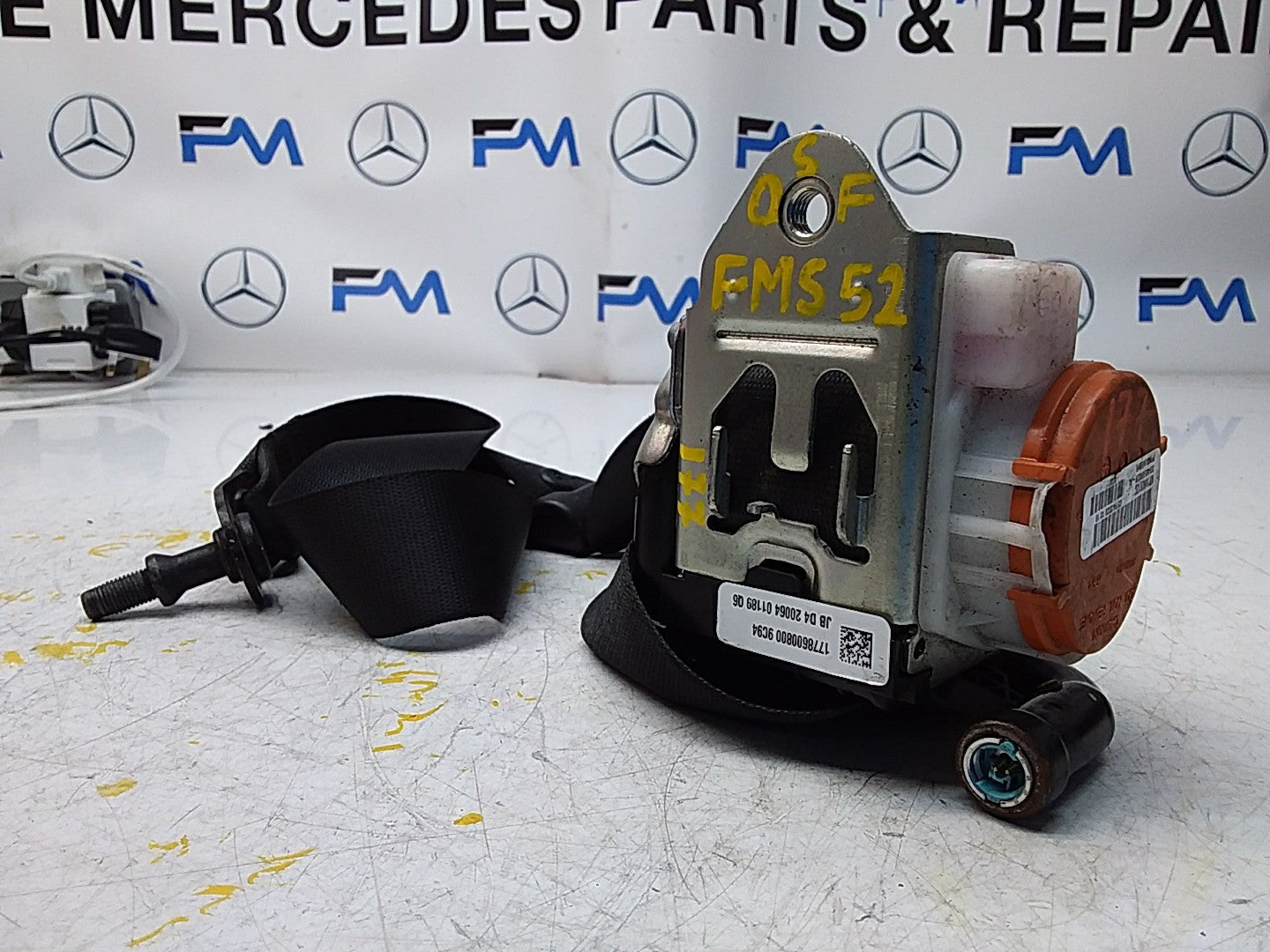 MERCEDES A CLASS  FRONT RIGHT SEAT BELT WITH PRETENSIONER A1778600800 FMS52 OSF