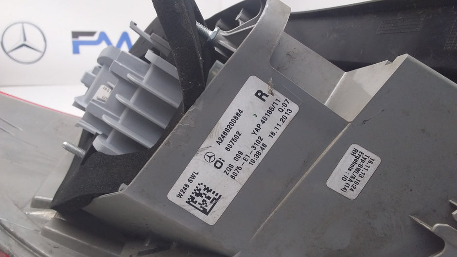 MERCEDES B-CLASS W246 DRIVER SIDE OS REAR TAIL LIGHT A2468200664 2013 FMT115