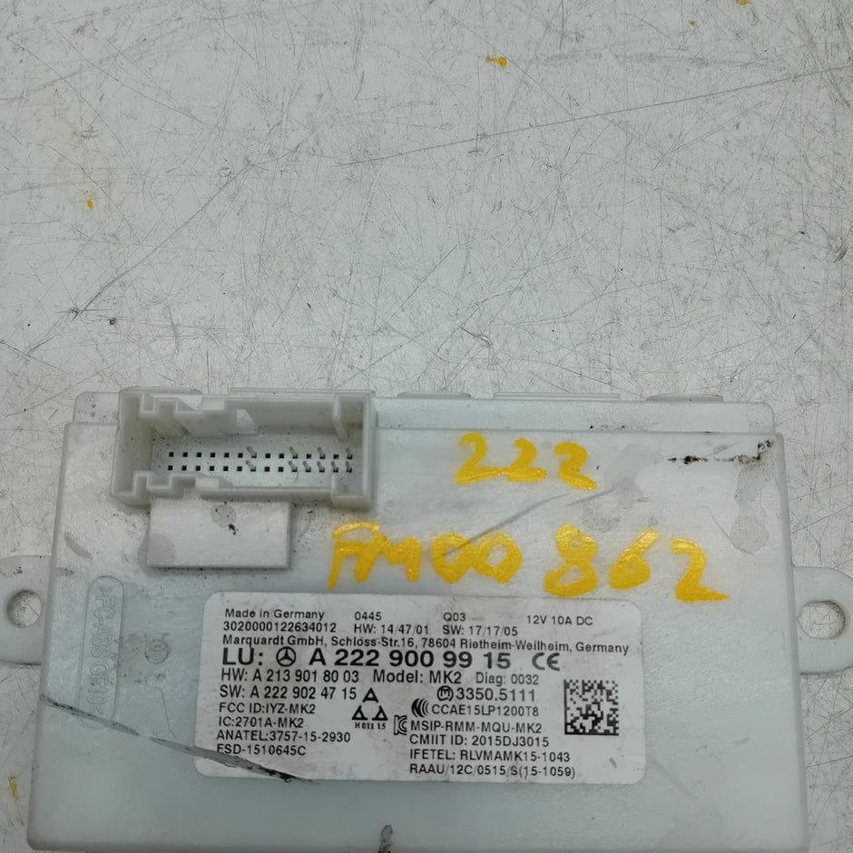 MERCEDES BENZ S-CLASS KEYLESS GO CONTROL UNIT W222 A2229009915 FM00862