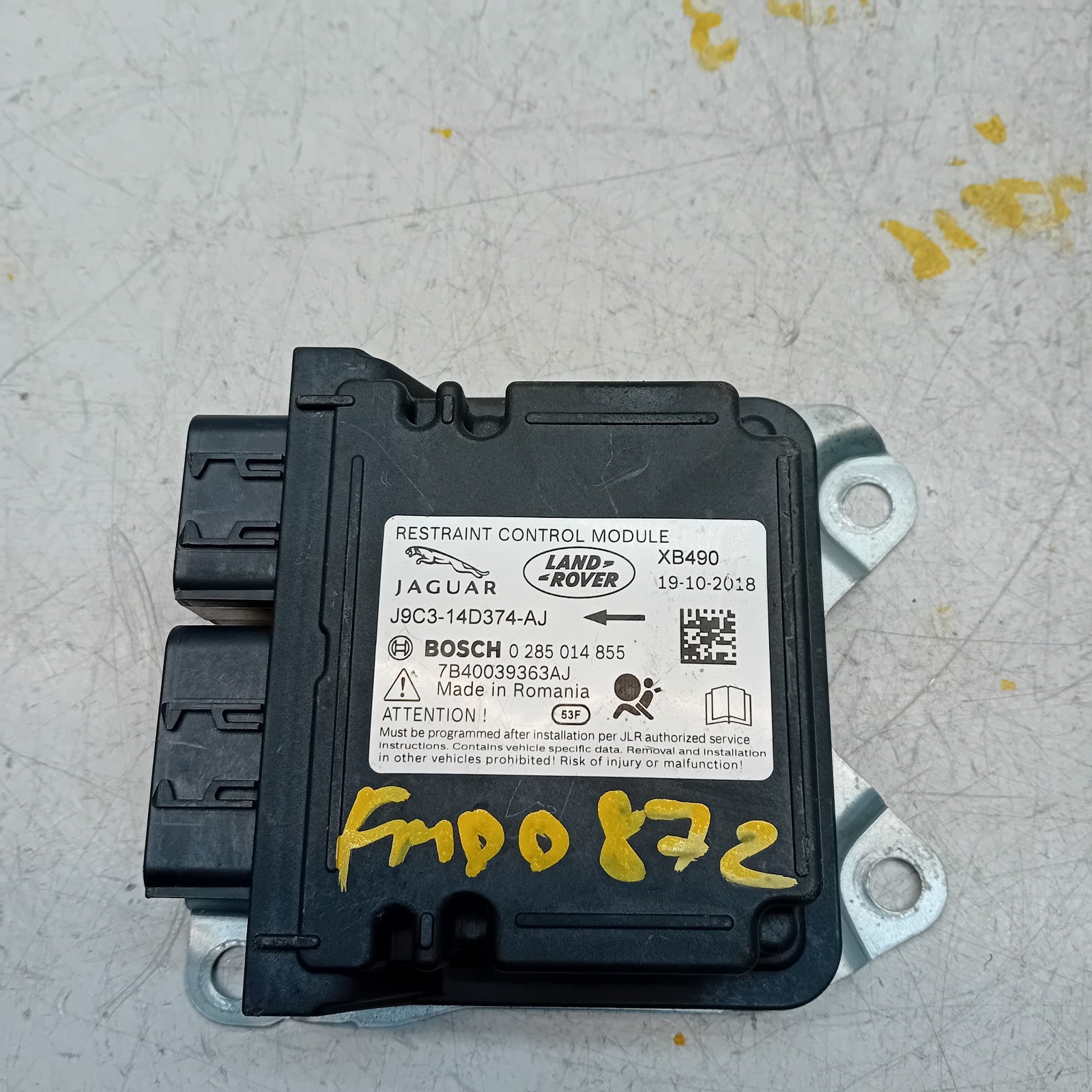 LANDROVER DISCOVERY SPORT 2016 RESTRAINT CONTROL MODULE J9C3-14D374-AJ FM00872